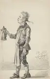Alexander Ossipovich Orlowski, The Waiter, Black oil pastel Monogrammed and dated lower right: [...]22. AO (conjoined), with dedication to the reverse