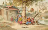 Johann Michael Wittmer, Turkish Cafe in Smyrna, Watercolour on wove paper