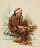 Charles Camino, Coffee Drinker, Watercolour on thick wove paper watermarked WHATMAN. Signed lower right: CAMINO