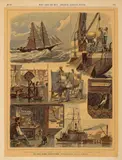Carl Saltzmann, Auf einem deutschen Kauffahrteischiff (from: Über Land und Meer. Allgemeine illustrirte Zeitung), Colour lithograph on thin newspaper (with typed script to the reverse) Evenly yellowed throughout and minor light edge. The left edge irregularly trimmed