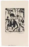Edmund Kesting, "Kaffeeleben", Original woodcut on chamois coloured laid paper Signed, dated, titled, and inscribed `21. Handdruck'