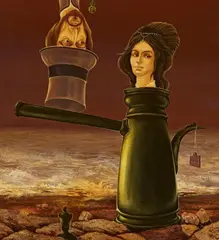 Baruch Elron, Tête-à-Tête, Oil on panel Signed and dated