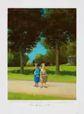 Gerhard Glück, Erika M. und Elfride K. beim Versuch..., Acrylic and watercolour on wove paper Signed, dated, and inscribed. Mounted to the mat on the upper corners