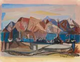 Richard Gessner, Hafen von Benidorm, Gouache auf Papier