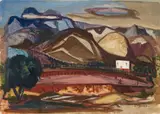 Richard Gessner, Tal bei Serra, 1957, Gouache auf Papier