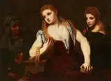 copy after Paris Bordone, Venetian Lady at her Toilette, Oil on canvas (relined)