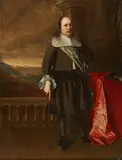 attributed to Gonzales Coques, Portrait of a Gentleman in a Panoramic Landscape, Oil on copper