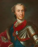 German School mid-18th century, Portrait of a Gentleman in a Breastplate and a Blue Sash, Oil on canvas