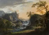 German School 18th century, Two Mountain Landscapes with Travellers