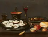 Still Life with Oysters and Olives by circle of Jacob Fopsen van Es, Oil on panel, sold Sep 2017
