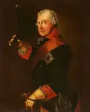 Portrait of King Frederick II of Prussia Doffing his Hat by copy after Johann Heinrich Christian Franke, Oil on canvas (relined), sold Sep 2017