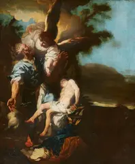 copy after Johann Liss, The Sacrifice of Abraham, Oil on canvas (reliend)