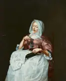 Seated Woman with a Lapdog by Netherlandish School 18th century, Oil on panel (parquetted), offered Sep 2017
