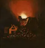 Egbert van der Poel, A Fire in the Night, Oil on panel