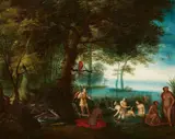 Wooded Landscape with Diana and Actaeon by circle of Adriaen van Stalbemt, Oil on panel, sold Sep 2017