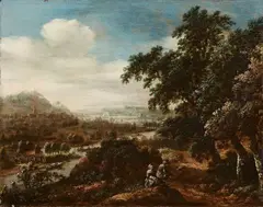 Panoramic River Landscape by Dionys Verburg, Oil on panel, offered Sep 2017