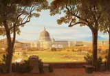 August Ahlborn, View of Saint Peter's from the Villa Pamphili, Oil on canvas (relined)