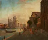 Henry (Karl Heinrich) Jaeckel, Venice - View of Santa Maria della Salute, Oil on card
