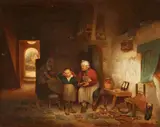 Willem Linnig the Elder, In Grandfather's Cobblers Shop, Oil on panel