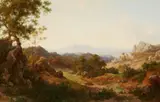 View of the Volskergebirge from Olevano by Friedrich Franz Hieronymus Metz, Oil on canvas (relined), offered Sep 2017