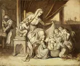 Theodor Mintrop, The Holy Family with Angels, Oil on paper, mounted on (relined) canvas