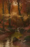 Konrad Müller-Kurzwelly, "Fallende Blätter", Oil on canvas