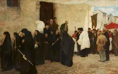 Max Stern, Procession in an Italian Village, Oil on canvas