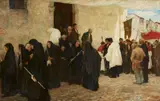Max Stern, Procession in an Italian Village, Oil on canvas