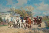 Wilhelm Velten, Hunting Party at Benrath Palace, Oil on panel