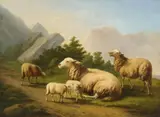 Eugène Verboeckhoven, Sheep in a Mountainous Landscape