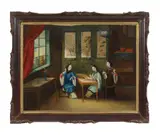 Anonymer Maler des 19. Jh., An interior with two Chinese ladies