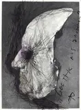 Arnulf Rainer, Goethes als Zauderer (Aus: Totenmaskenserie), 1978, Photograph overpainting: mixed media on black and white photograp