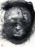 Untitled (from: Totenmaskenserie) by Arnulf Rainer, 1978, Photograph overpainting: mixed media on black and white photograp, sold Jun 2017