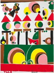 Tal R, Untitled, 2007, Colour silkscreen on acrylic mirror