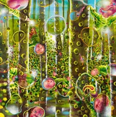 Armin Boehm, Paintball grün, 2001, Oil and varnish on canvas