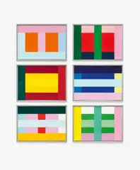 Imi Knoebel, ATAAAA, 2003, 6-part work: each acrylic on synthetic paper. Each