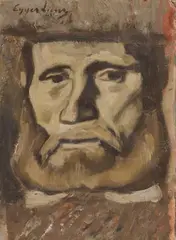 Studie zum Kopf des Bauern II by Albin Egger-Lienz, 1918/1919, Oil on reddish primed heavy card, offered May 2017