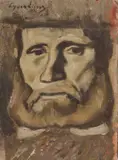 Albin Egger-Lienz, Studie zum Kopf des Bauern II, 1918/1919, Oil on reddish primed heavy card