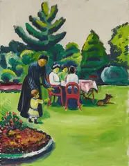 August Macke, Kaffeetafel im Garten, 1912, Oil on canvas