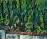 Adolf Erbslöh, Waldstück (Gartenmauer), 1916, Oil on panel