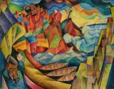 Paul Adolf Seehaus, Keltisches Dorf, 1919, Mixed media (wax crayon over watercolour, pencil) on firm paper