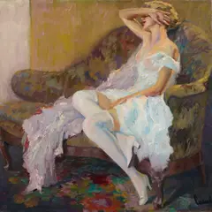 Im Atelier by Edward Cucuel, Circa 1920, Oil on canvas, sold May 2017