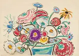 Gabriele Münter, Blumenstilleben, 1956, Oli tempera on firm smooth paper 30.5/30.7 x 42.8/