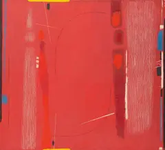 Max Ackermann, Komposition in Rot, 1965, Oil on canvas