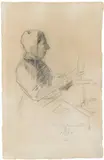 Lovis Corinth, Holsteinische Spinnerin, 1886, Charcoal and pencil on ribbed laid paper