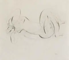 Nu allongé by Jean Léon Fautrier, 1944, Pen and ink and charcoal drawing on ivory-coloured China paper, sold May 2017