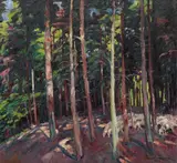 Philipp Franck, Wald im Solling mit Schafherde, 1929, Oil on canvas