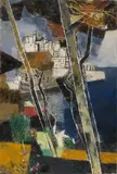 Franz Xaver Fuhr, Pinien und Halbinsel, 1964/1968, Oil on canvas