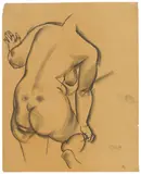 Weiblicher Rückenakt by George Grosz, 1916, Charcoal, partially wiped, on brownish drawing paper, offered May 2017