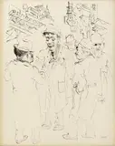 Downtown Manhattan. Study of a Cook by George Grosz, Circa 1934, Double-sided paper work. Pen and ink drawing resp. watercolour sketch on heavy ivory-coloured drawing paper, offered May 2017